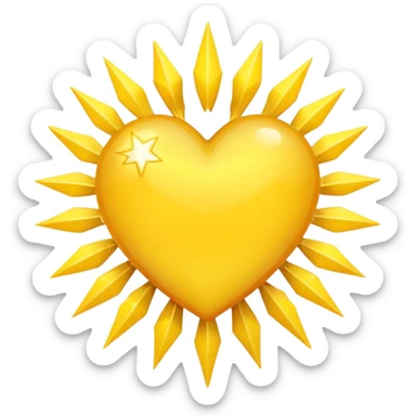 yellow heart with a starburst sticker