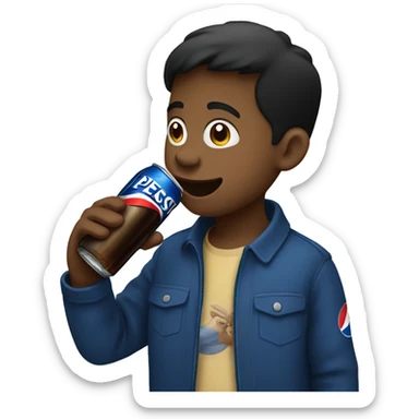 Boy drinking a Pepsi black  sticker