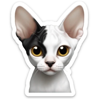 Devon Rex black and white with black nose sticker
