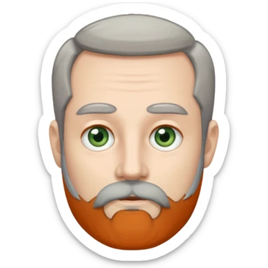 Greenish grey eyed adult man with greyish very short poor hair and a extremely long beard. Pale skin. sticker
