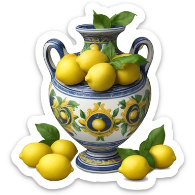 Deruta vase with lemons sticker