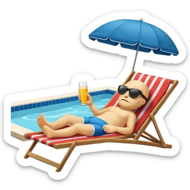 A brain lies in a deck chair wearing sunglasses at the edge of the pool. sticker