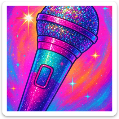 kpop microphone, sparkly, shiny, gpt-image style sticker