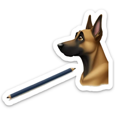 malinois prends des notes avec un crayon sticker