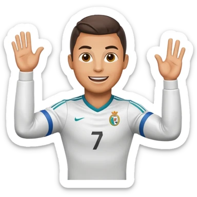 Cristiano Ronaldo as a cheerful emoji character celebrating a goal sticker