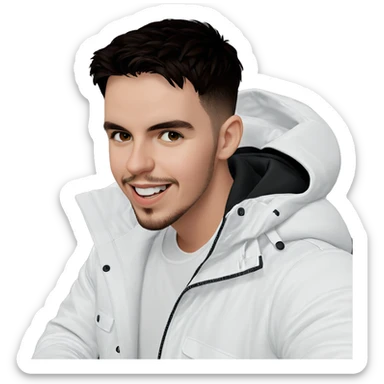 smiling boy in white jacket sticker