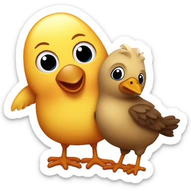 pollito y osito enamorados sticker