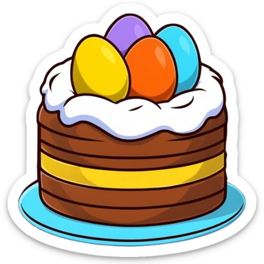 Traditional mona de pascua cake with chocolate eggs sticker