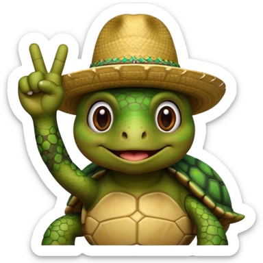 Turtle wearing a sombrero with middle finger up sticker