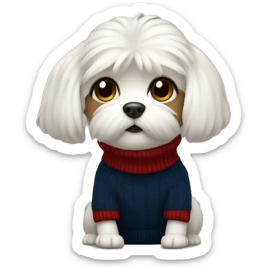 Maltese in a turtleneck sweater  sticker