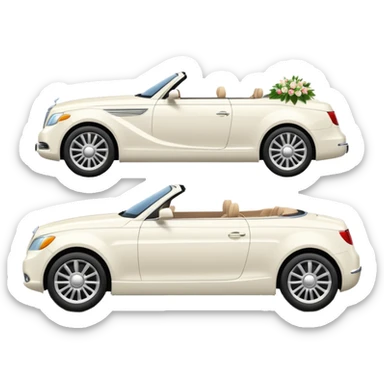 Luxury convertible car with wedding decorations, in profile sticker