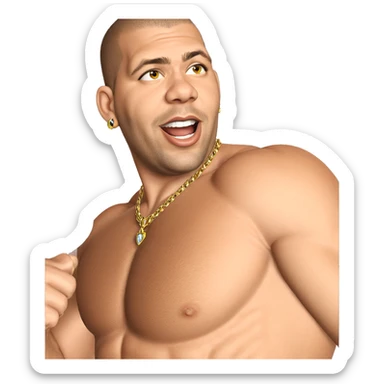 muscular male with jewelry sticker