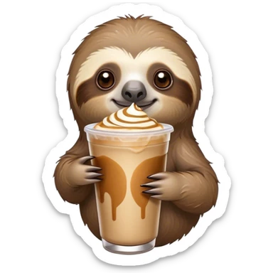 Sloth holding an iced caramel latte  sticker