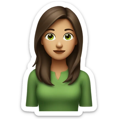 Fille brune avec des yeux vert-marron avec une peau mate claire sticker