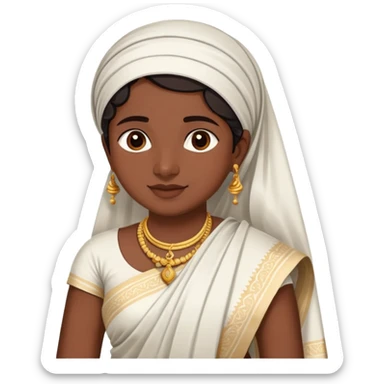 Malayali person in traditional Kerala attire with mundu and kasavu saree sticker