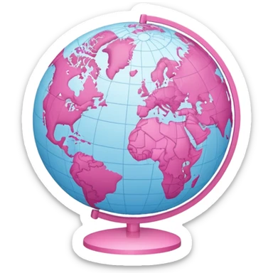 pink and light pink world globe with digital network connections sticker