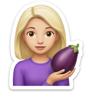 Girl with eggplant sticker