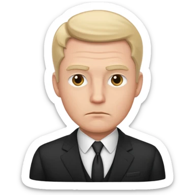 white man in formal suit in thought, in thought, raised eyebrow sticker