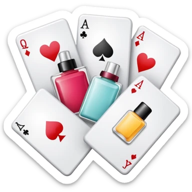 emoji of playing cards with illustrations of beauty products on them
 sticker