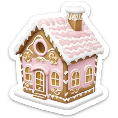 light pink and gold and white gingerbread house sticker