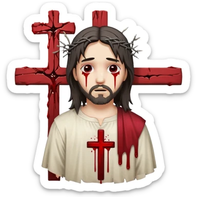 jesus-body-on-the-cross, emo hair sticker