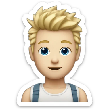 boy with blond, Buzzed Sides Spiked Hair, blue eyes in memoji style, just the face sticker