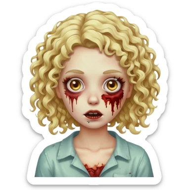 zombie girl curly blonde hair  sticker