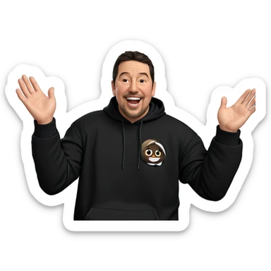 smiling guy in black hoodie sticker