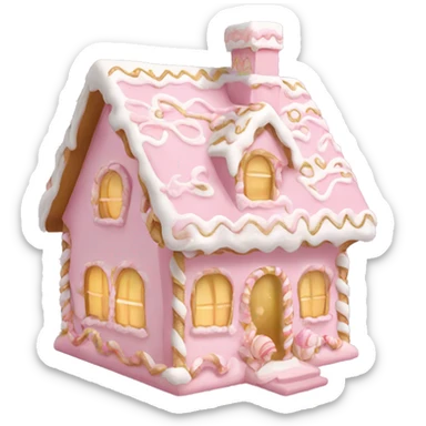 light pink and gold and white gingerbread house sticker