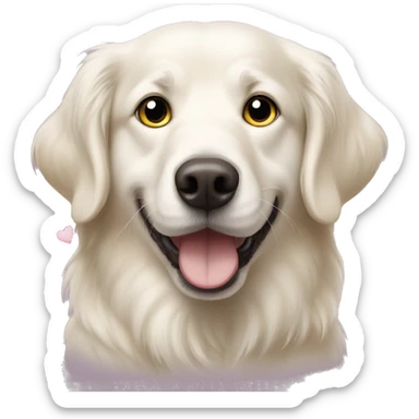 White golden retriever with hearts for eyes sticker
