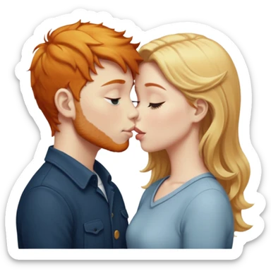 ginger boy and blonde girl both white and kissing sticker