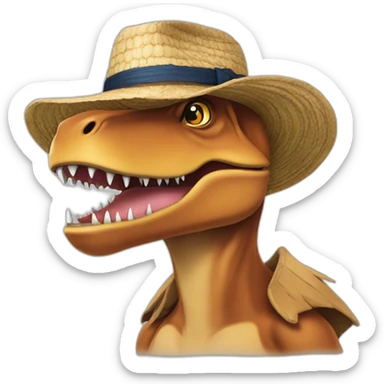 trex with a strawhat from one piece sticker