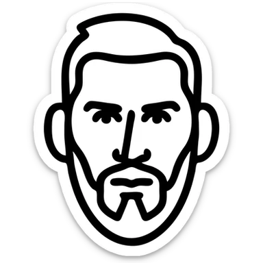 Messi's face as a simple, bold icon, in the style of Airbnb category icons, thick lines, modern and friendly, no text sticker