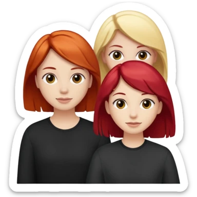 3 amigas una con el pelo rojo la otra con el pelo negro y la otra rubia  sticker