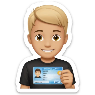 driving license of ipretty bratz emoji of a boy with a black tee sticker