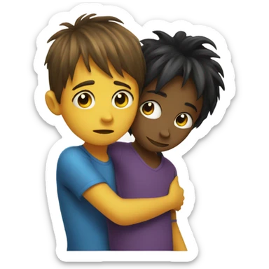 Girl monster, hugging little boy sticker