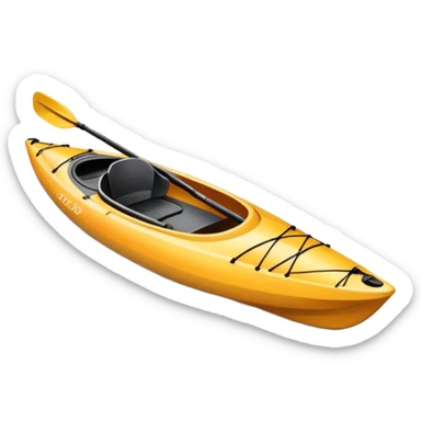 An icon showing a close-up of a sleek kayak with double-bladed paddles gliding through water. Splashes surround the boat as it cuts across a calm surface, symbolizing speed and focus. Transparent background emphasizes the dynamic and personal nature of kayak paddling. sticker