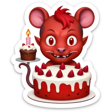 Demon with rat and cake  sticker