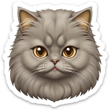 cinematic-adorable-big-eyed-fluffy-grey-persian-cat-portrait-emoji,-head-tilted-playfully-with-a-sweet-expression,-fluffy-grey-fur-with-rich-caramel-and-gold-undertones,-simplified-yet-irresistibly-cute-features-with-large,-expr sticker