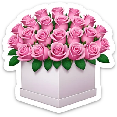 bouquet of pink 15 roses in a white box sticker