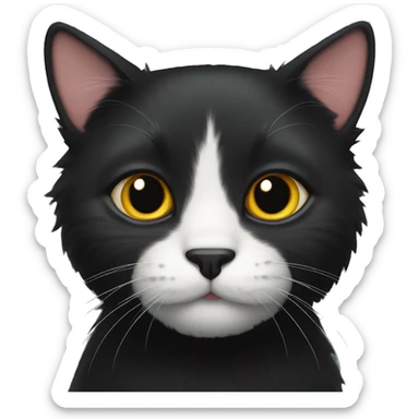 fluffy black cat with white spot on nose sticker