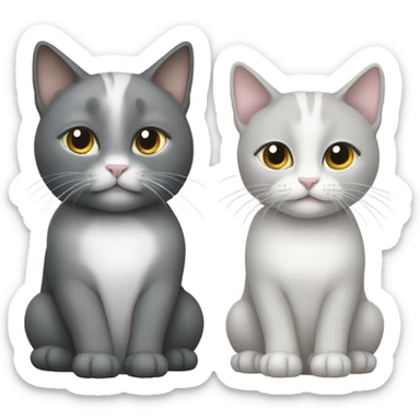 Two cats one light grey and the other dark grey sticker