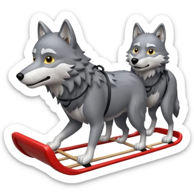 wolves pulling sled sticker