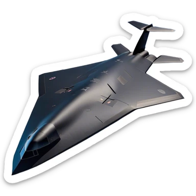 B-2 Spirit bomber - Northrop B-2 (Model Year: 2021) (Iconic colour: Stealth black) - A sleek, stealth bomber with smooth, angular contours and a matte jet-black finish. Emphasize a futuristic, minimalist design with a seamless fuselage, low-profile wings, and an overall intimidating stealth aesthetic. sticker
