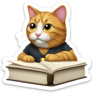 Studious cat sticker