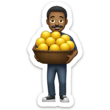  Expressivelyh strenuously carrying a lot of balls Man with mustache sticker