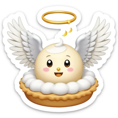 a cream pie flying with angel wings sticker