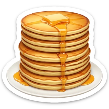 stack of cheese pancakes with syrup sticker