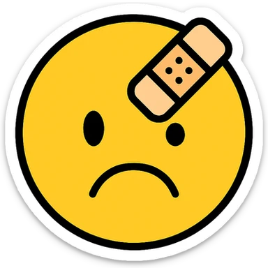 sad face with a bandage sticker