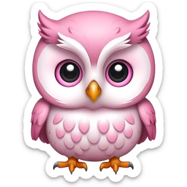 cute baby owl white pink sticker